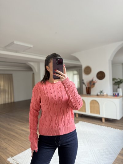 BİSİKLET YAKA SAÇ ÖRGÜ KAZAK