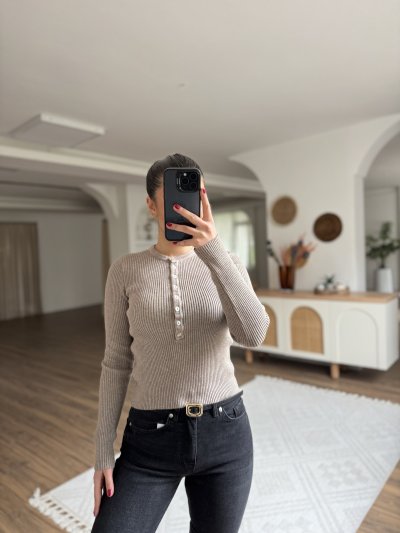 BİSİKLET YAKA YARI PATLI FİTİLLİ VİSKON KAZAK