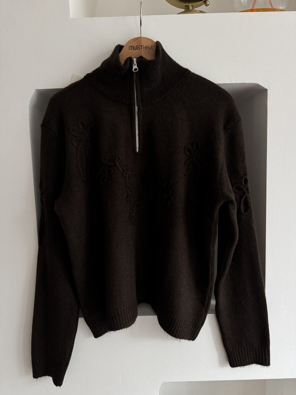 DİK YAKA FERMUARLI SUZENİLİ SALAŞ KAZAK