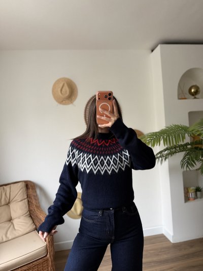 REGLAN KOL KİLİM DESEN YÜN KARIŞIM SALAŞ KAZAK