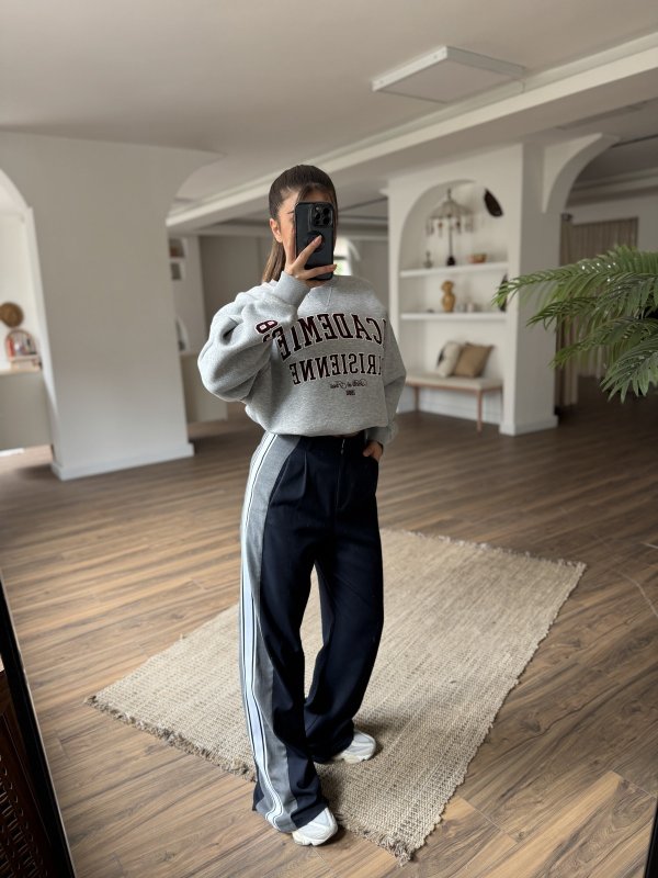 YAN ÇİFT ŞERİT TEK PİLE YÜKSEK BEL LİKRALI PANTOLON