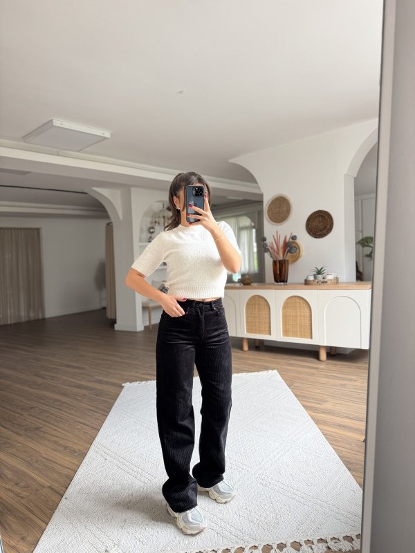 STRAIGHT YÜKSEK BEL KADİFE PANTOLON