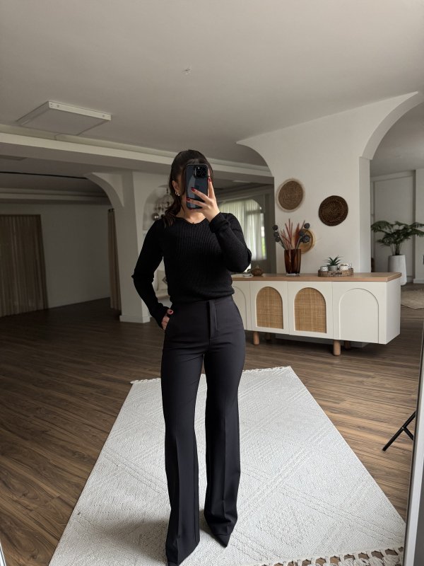 YÜKSEK BEL VİSKON LİKRA KUMAŞ PANTOLON