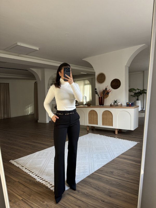 İNCE KEMERLİ HAFİF İSPANYOL CEPLİ LİKRALI PANTOLON