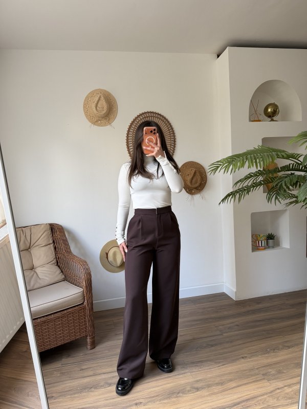 TEK PİLE YÜKSEK BEL BOL PAÇA LİKRALI PANTOLON