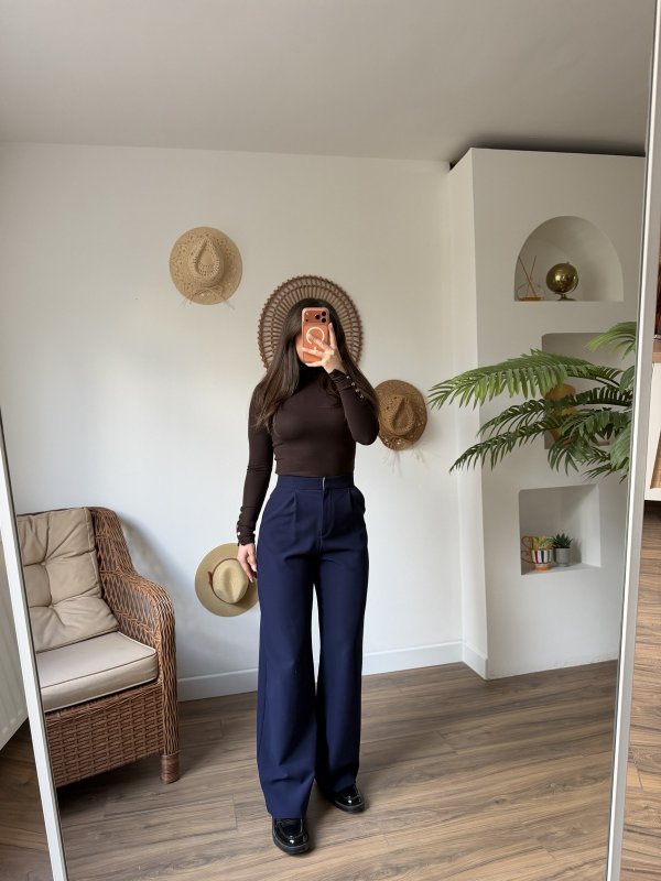 TEK PİLE YÜKSEK BEL BOL PAÇA LİKRALI PANTOLON