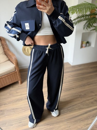 BEL LASTİK CEPLİ YAZI ŞERİT BOL PAÇA VİSKON LİKRALI PANTOLON