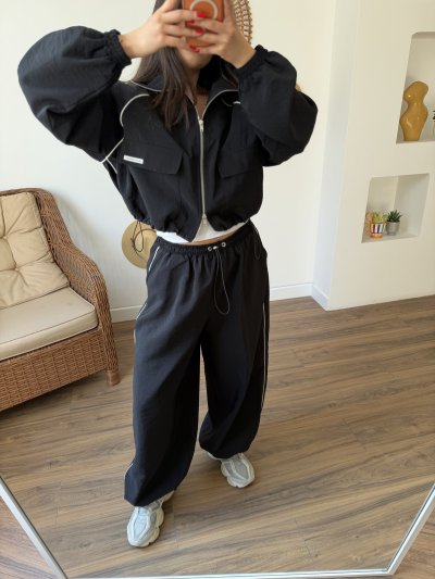 BEL VE PAÇA LASTİK BİYE DETAY BALON PANTOLON