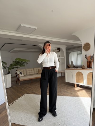 YÜKSEK BEL KEMERLİ PALAZZO VİSKON PANTOLON