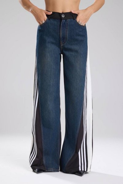 KUMAŞ MİX YAN ŞERİT WİGHLEG PAMUK PANTOLON