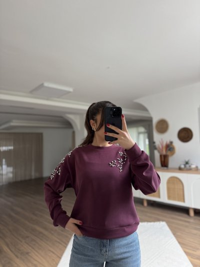 OMUZ VE ÖN DİKME TAŞ MODAL SWEAT