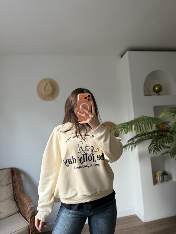 KÖPEK NAKIŞ ETEĞİ PENYE DOKUMA PAMUK SWEAT