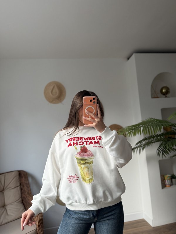 STRAWBERY YAZI NAKIŞ SALAŞ PAMUK SWEAT