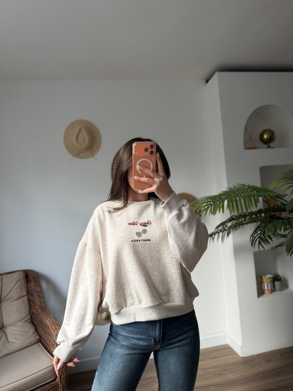 CHERRY VİBES YAZI NAKIŞ ARKA DETAY PAMUK SALAŞ SWEAT