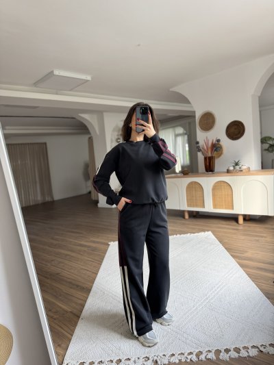 YAN DOKUMA ŞERİT MODAL EŞOFMAN TAKIM