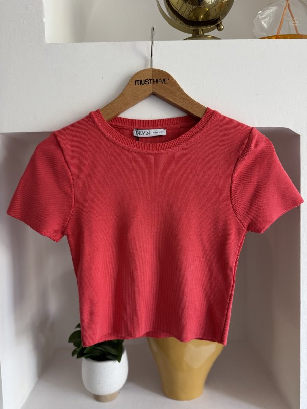 BİSİKLET YAKA KISA KOL VİSKON CROP TRİKO