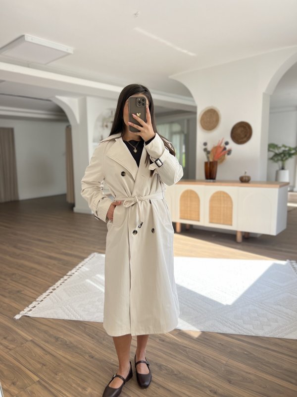 SIRT KAPAK KRUVAZE REGLAN KOL UZUN VİSKON TRENÇ